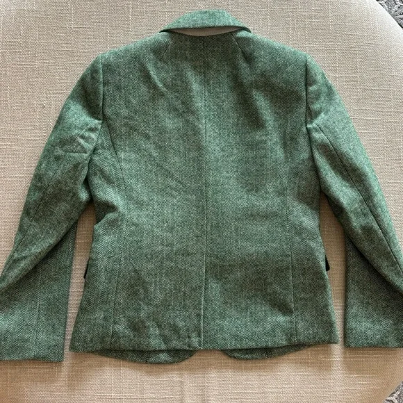 NWT J. Crew Herringbone Wool Blend Schoolboy Blazer Green Size 4P | Petite - Picture 7 of 9